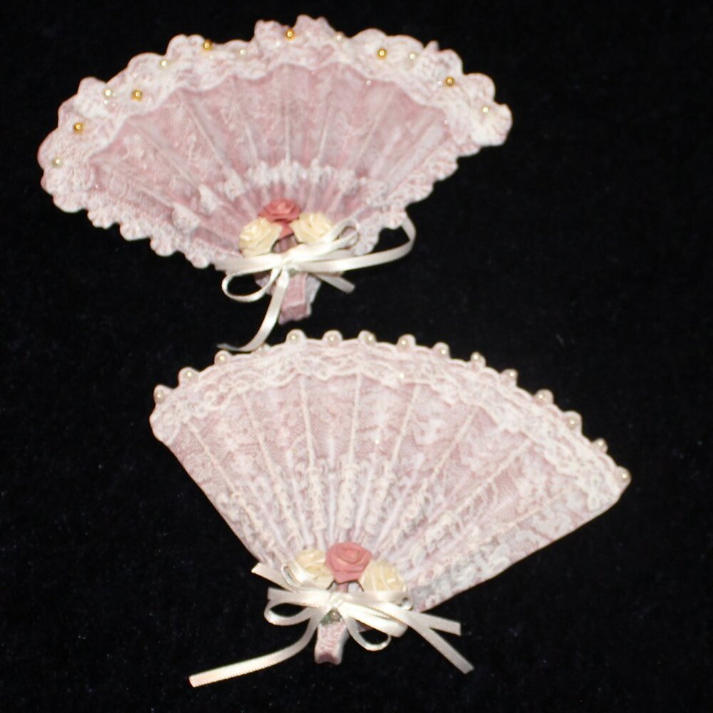 Small Clay Purple Lace Fans -Set of 2